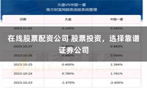 在線股票配資公司 股票投資，選擇靠譜證券公司